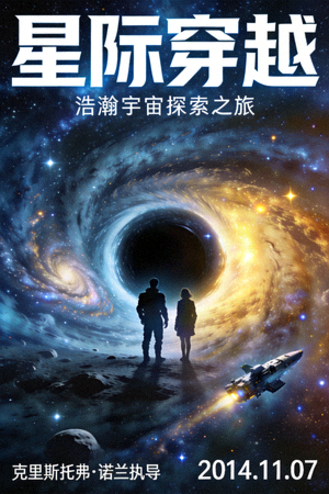 科幻电影《星际穿越》海报 - 浩瀚宇宙探索之旅